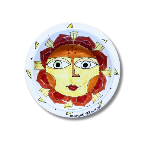 Sicilian handmade plate Plate De Simone pottery for Giusina Sun of Pasta Sicilian handmade plate Plate De Simone pottery for Giusina Sun of Pasta